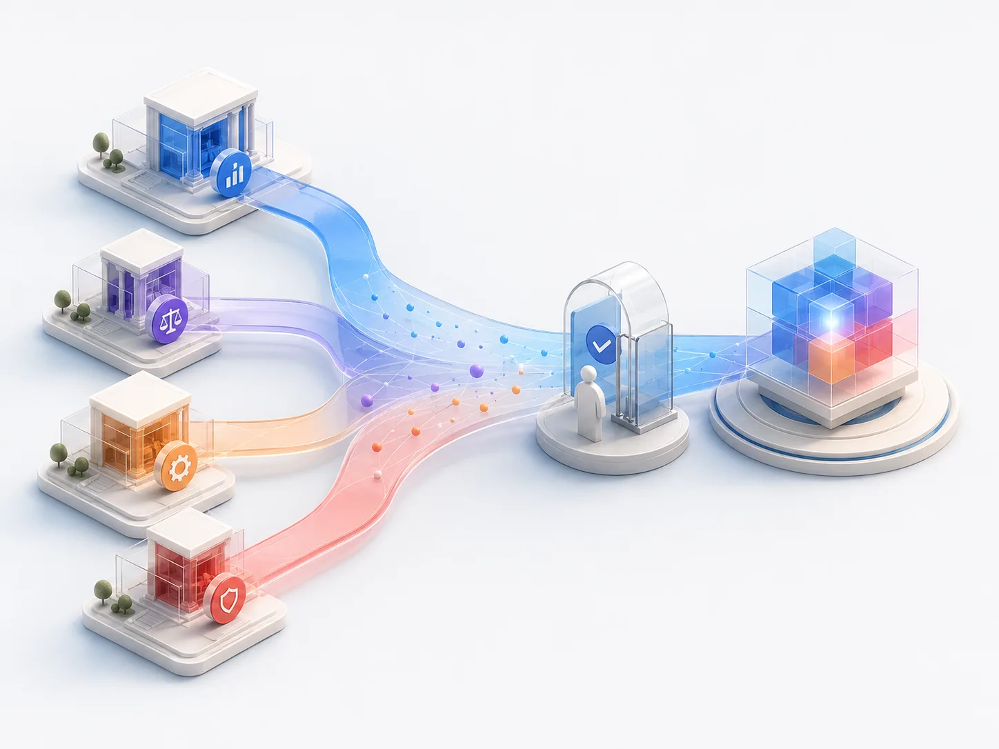 Business functions coordinating intelligence through a human approval point